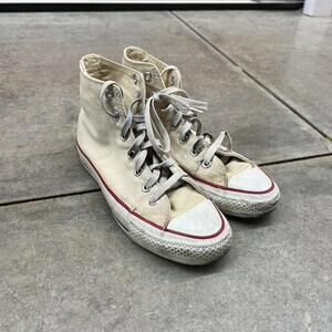 vintage converse chuck taylor made in usa white hi top shoes size 5.5 WOMENS